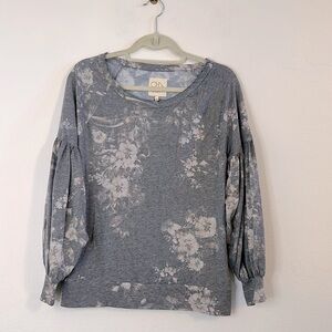 NWT Chaser Floral Ballon Sleeve Pullover Size M
